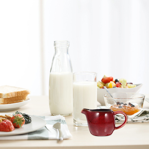 Jarra De Leche De Cerámica Con Pico Y Mango, Crema Cerámica
