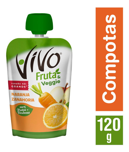 Vivo Compota Veggies Naranja Zanahoria 120 Gr