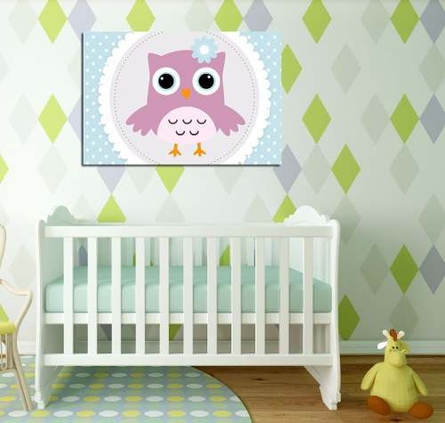 Vinilo Decorativo 60x90cm Buho Rosa Lechuza Niños Bebes