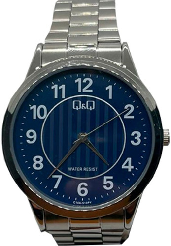 Reloj Q&q Hombre C10a-510py Pulsera Color de la correa Plateado Color del fondo Azul C10A-510PY