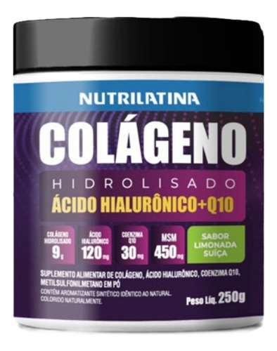 Colágeno Hidrolisado Sabor Limonada Suiça 250g Nutrilatina