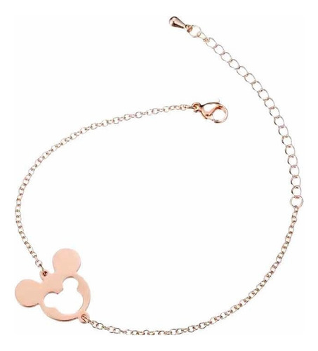 V Pulsera Mickey De Acero Quirúrgico Bañada En Oro Y Plata.