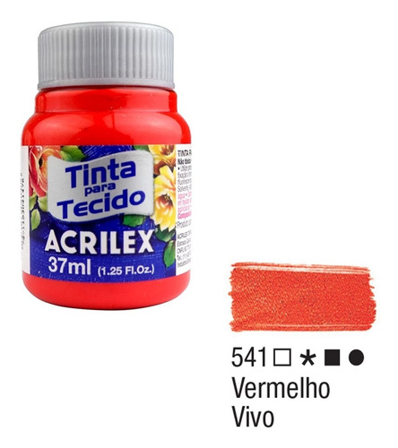 Kit Com 6 Tintas De Tecido Tela Acrilex 37ml