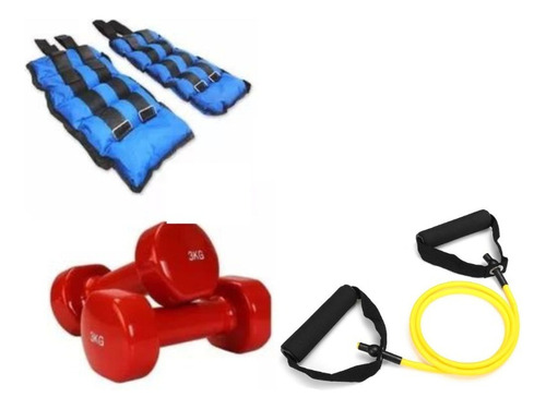 Kit Set Ejercicios Entrenamiento Pesas 3 K+ Tobipesa3k+banda