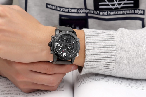 Relógio Masculino Naviforce Esportivo Militar Couro Original