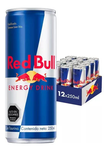 Bebida Energetica Red Bull Regular X 12 Latas De 250ml