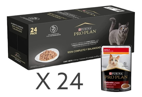 Alimento Pro Plan Gato Adulto Pollo En Salsa Caja 24 Pouch