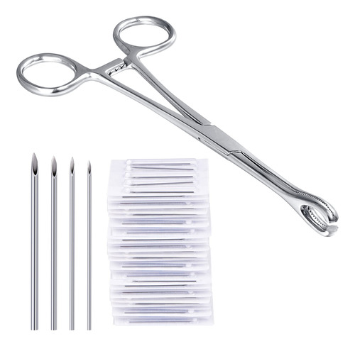 Pinzas De Metal Para Piercing, 20 Agujas De Perforacin, Kit