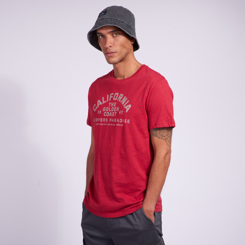 Remera Hombre Kevingston Florida Estampada Rojo Gastado