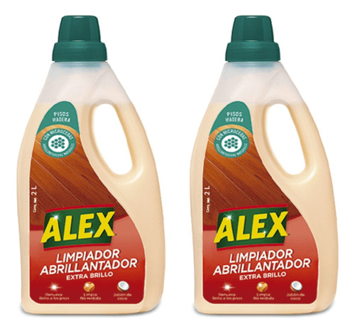 Limpiador Abrillantador Pisos De Madera 2000ml Alex X 2unds