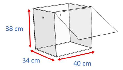 Caja Repisa Acrilico 40x38x34cm Transparente Tapa Abatible