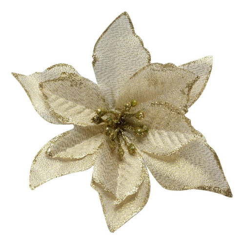 24 Uds. Flores Artificiales De Navidad Con Purpurina