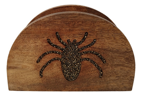 Servilletero Para Mesa De Madera Acacia Figura Araña Lados 