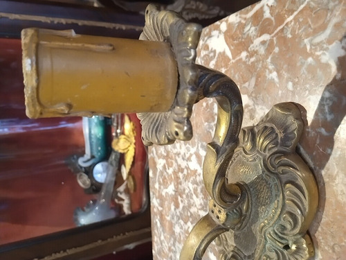 Lampara Antigua Velador Candelabro Bronce Macizo Luisxv (Usado)
