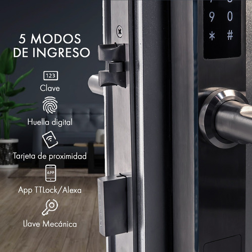 Imagen 5 de 10 de Cerradura Biometrica Smart Bluetooth Wifi Premium Exterior