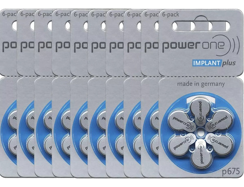 2 Cajas Power One Pilas De Implante Coclear  120 Baterías 