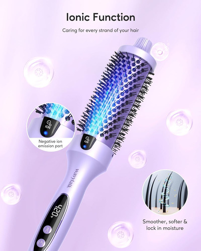 Wavytalk Cepillo Térmico Redondo Calentado 5 Ajustes De Temp Iris Purple