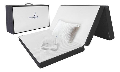 Pack Colchón Matrimonial Plegable + Sábanas + Almohada Blanco