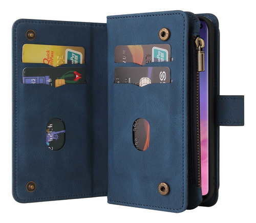 Compatível Com Samsung Galaxy S10 Plus: Capa De Couro Com Fe