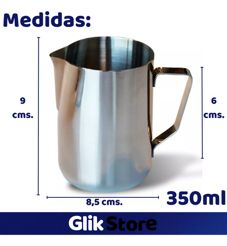 Jarra Pitcher Barista Latte Art Profesional Acero Inox 350ml Plateado