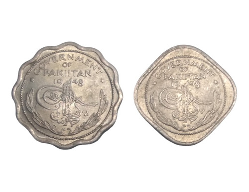 Monedas República De Pakistán 1 Y 1/2 Anna 2 Piezas Año 1948