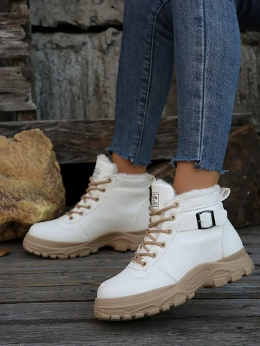 Botas De Nieve Cálidas Con Forro Polar Para Mujer De Talla G