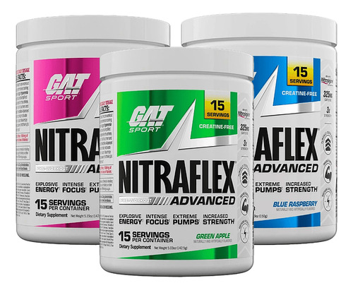 Pre Entreno Gat Nitraflex 15serv Pre Entrenador Gimnasio Ponche De Frutas