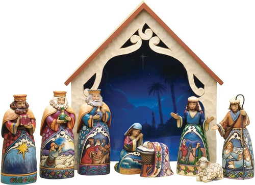 Pesebre Navideño 9 Piezas De Resina De Piedra Enesco