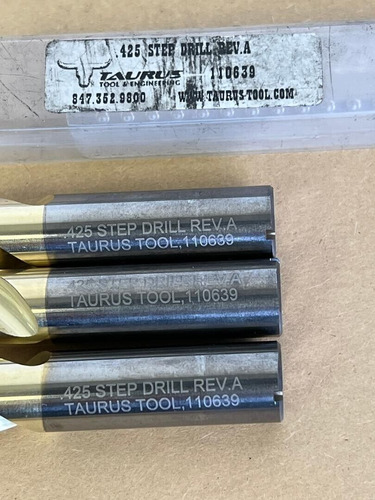 Lot Of 3: Taurus .425 Step Drill 110639, 1/2 Shank Dia Ccf