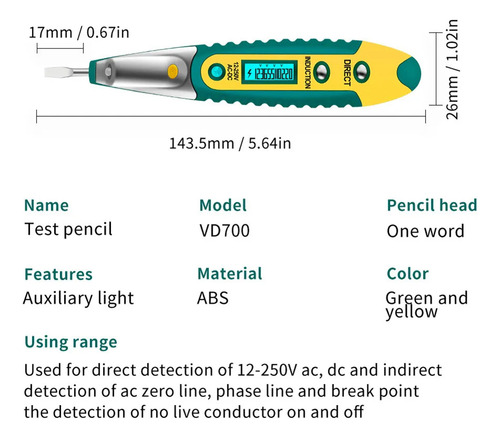 Testador Digital Ac/dc 12-250 V Lcd, Destonador, Detector