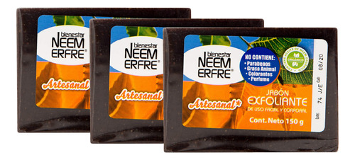 Paquete 3- Jabón Artesanal Exfoliante De Corteza De Neem