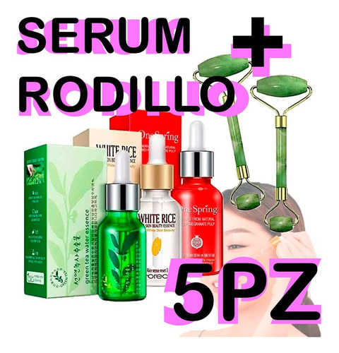 Imagen 1 de 10 de Serum Hidratante Arroz Granada Te Verde 2 Rodillos Facial