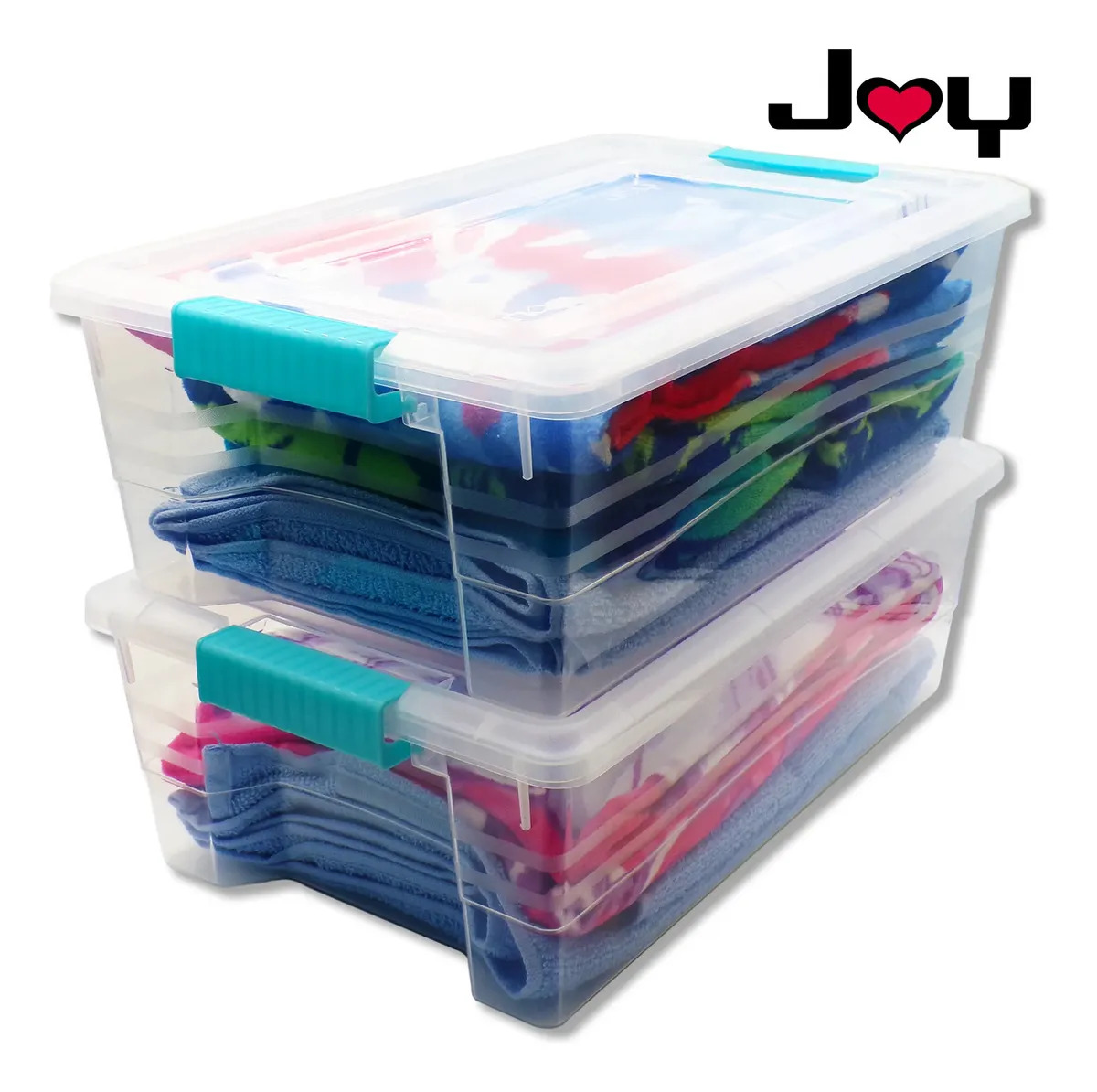2 Cajas Plástico Joy 12 Lts Aqua 44x27x15.5cm 7215 Nude Lisa