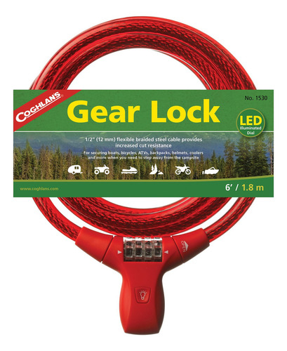 Coghlan's 1530 Gear Lock, 6 Feet, Assorted Colors, Yellow/re