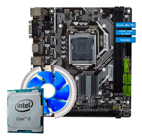Kit Upgrade Intel Core I5 3470 + Cooler + Placa Mae Slot M2