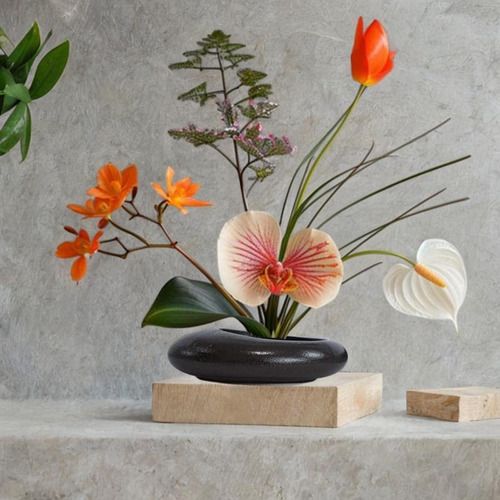 Maceta De Flores De Cerámica, Jarrón De Medio Negro