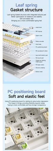 Teclado Mecânico Aula F75 Sem Fio Wireless Gamer Hotswap Key Branco E Azul Multi-idiomas