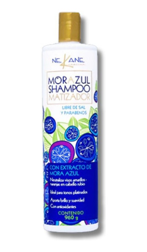 Shampoo Matizador Mora Azul Nekane 960 G Rubios Canas