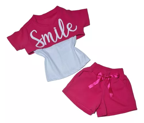 Conjunto Barbie Infantil Menina Moda Blogueirinha Roupas Top