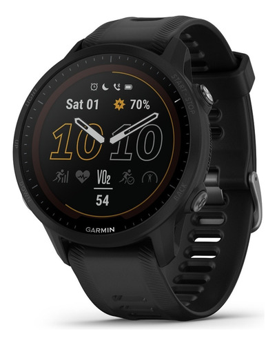 Reloj Inteligente Garmin Forerunner 955 Solar Smartwatch, Color Negro, Color De Correa, Color Negro, Bisel, Color Negro