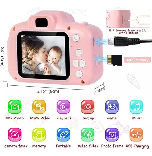 Camara Para Niños Cámara Digital De 1080p Hd Con 8gb