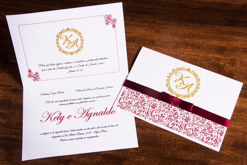 Imagem 4 de 9 de 70 Convites Casamento + Fita Cetim + 180 Individuais