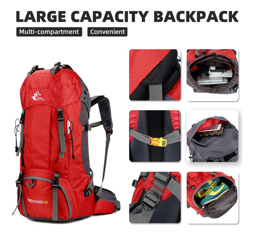 Wiyprqz Mochila Impermeable De 60 L Para Senderismo Y Con La