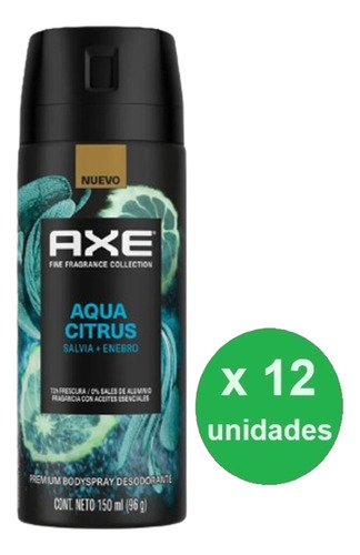 Pack Desodorante Axe Aqua Citrus 150ml X 12u - Dh Tienda