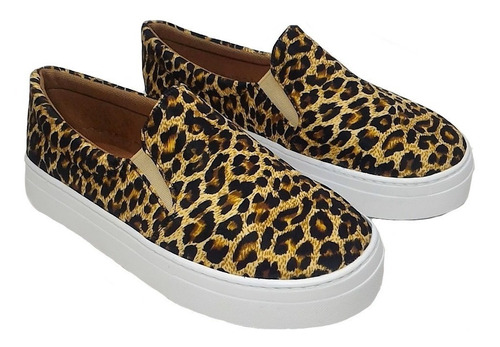Imagem 5 de 7 de Slip On Tenis Feminino Casual Animal Print Onça Oncinha
