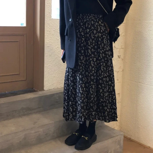 Falda Midi De Gasa De Cintura Alta Con Estampado Floral Para
