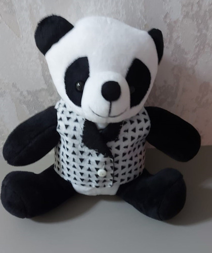 Urso Panda Luxo 22cm Bichinho De Pelúcia Pequeno C/ Roupinha