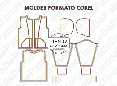 Molde Patrón Coreldraw Campera Canguro Hombre Del Xs Al 2xl