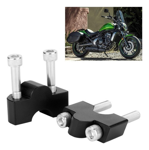 Abrazadera De Manillar Cnc Negro Para Kawasaki Vulcan S