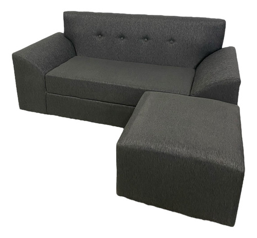Sillón Esquinero Chenille Tela Resistente Colores Living Gris Oscuro Chenille